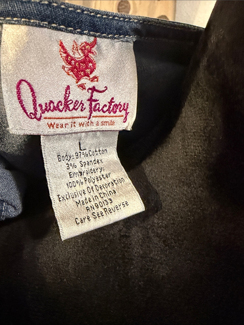 Quacker Factory Blue Denim Maxi Dress with Floral Embroidery - Picture 5 of 5